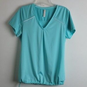 Lucy active V-neck top Sz M Blue Gym Athletic